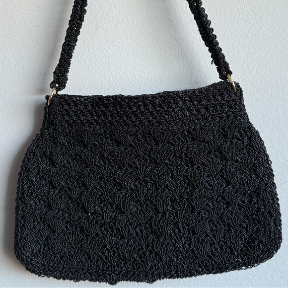 Vintage black textured handbag, Made in Japan. - Picture 2 of 7